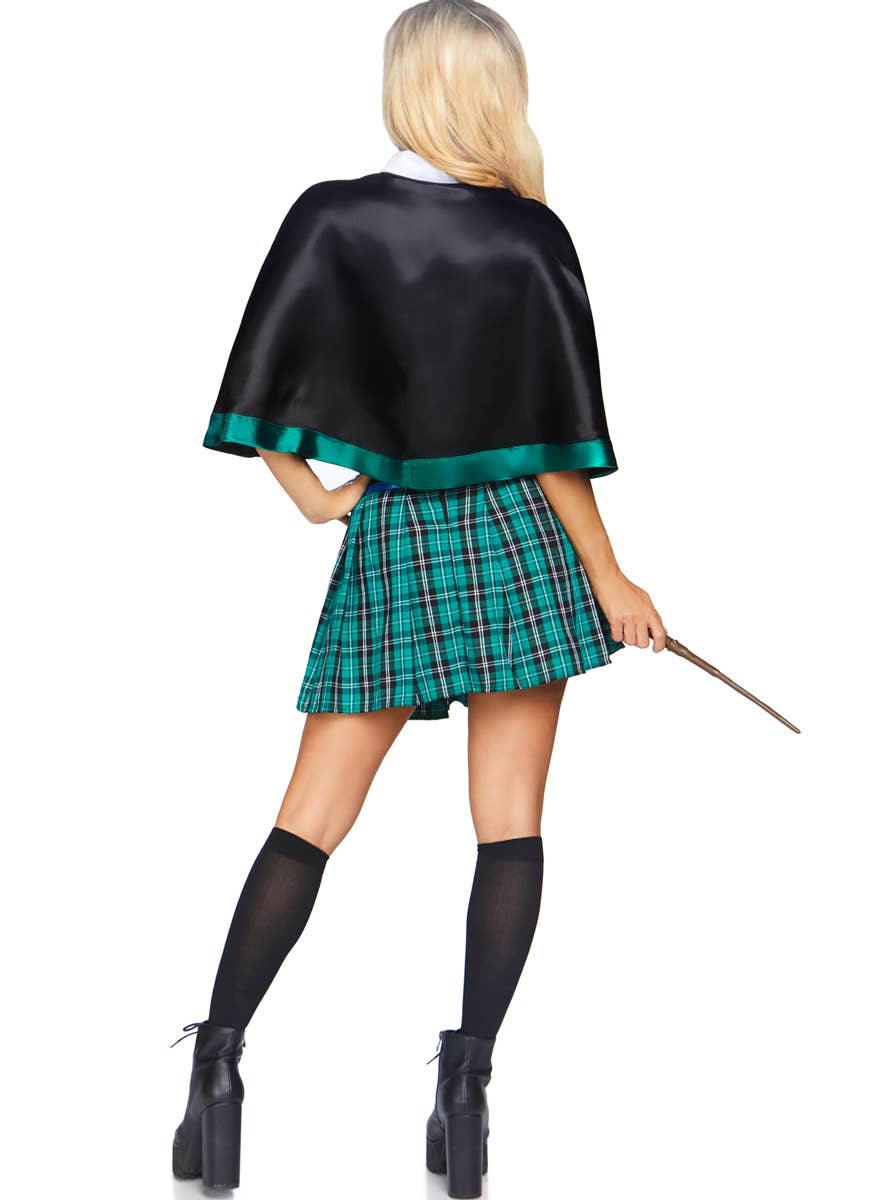 Women's Sexy Sinister Spellcaster Slytherin Halloween Costume Back Image