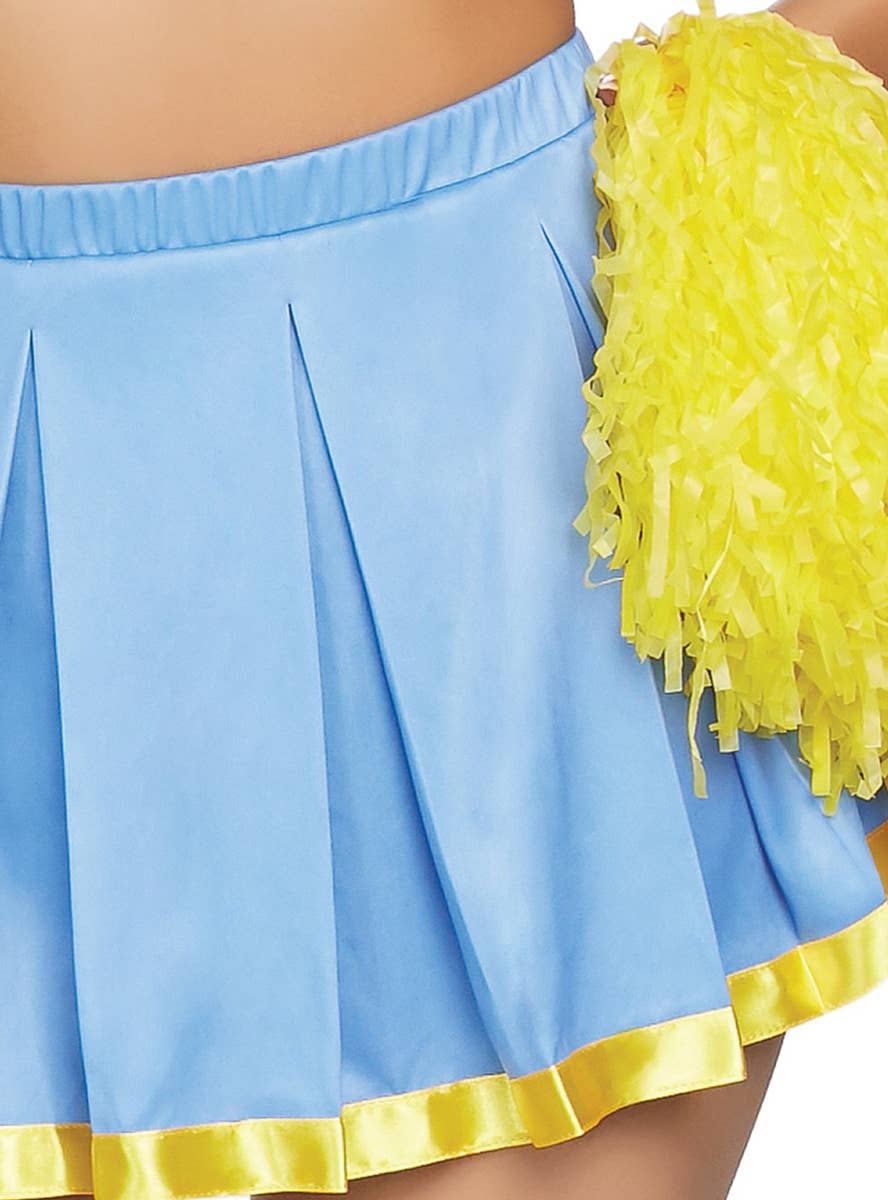 Women's Sexy Blue Cheerleader Fancy Dress Costume Close Front Image 2