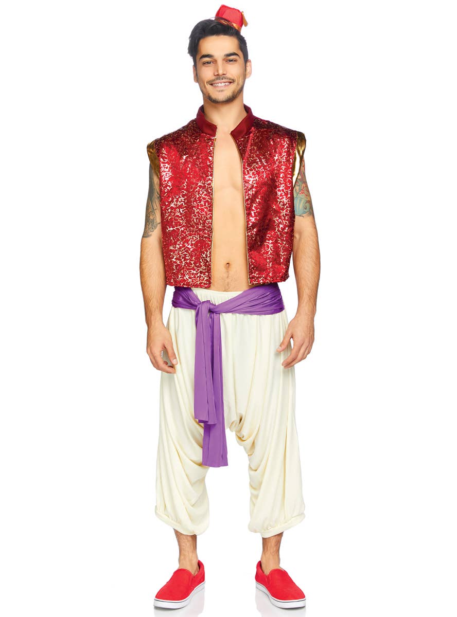 Men's Deluxe Aladdin Arabian Nights Fancy Dress Costume Main Image