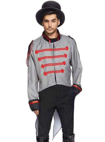 Men's Grey Halloween Circus Ringleader Costume Jacket with Tails View 1