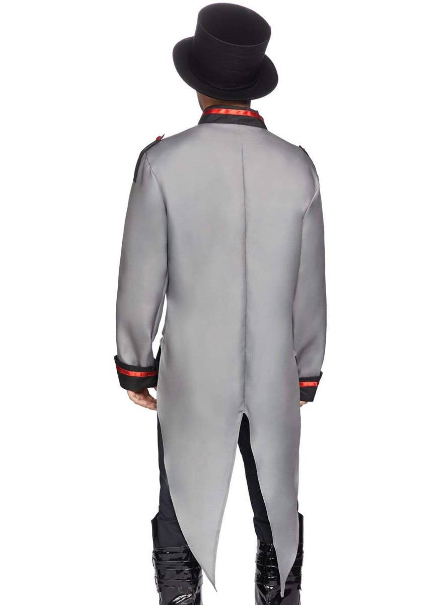 Men's Grey Halloween Circus Ringleader Costume Jacket with Tails View 3