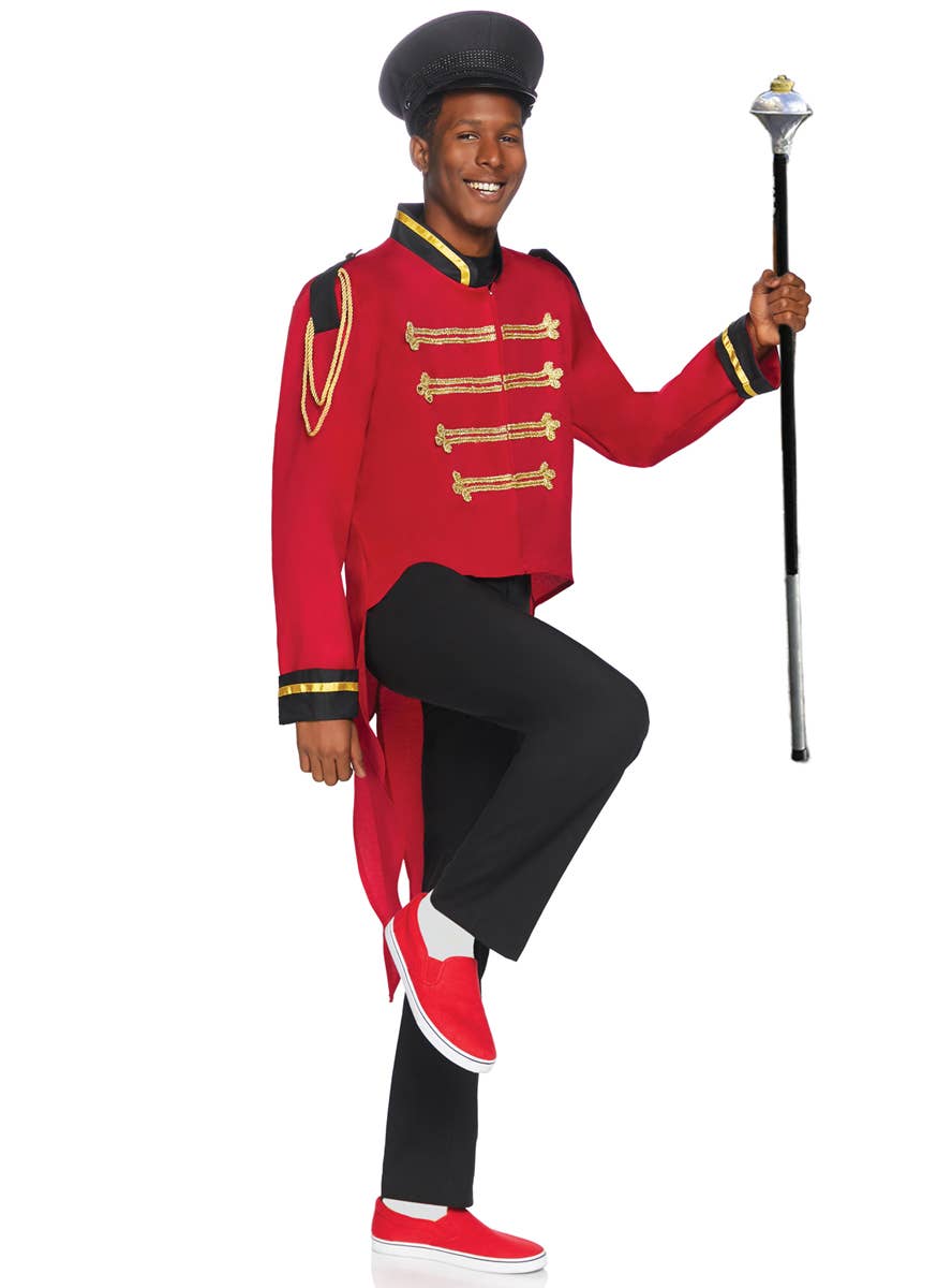 Men's Red Ringmaster Costume Jacket - Full Length Image