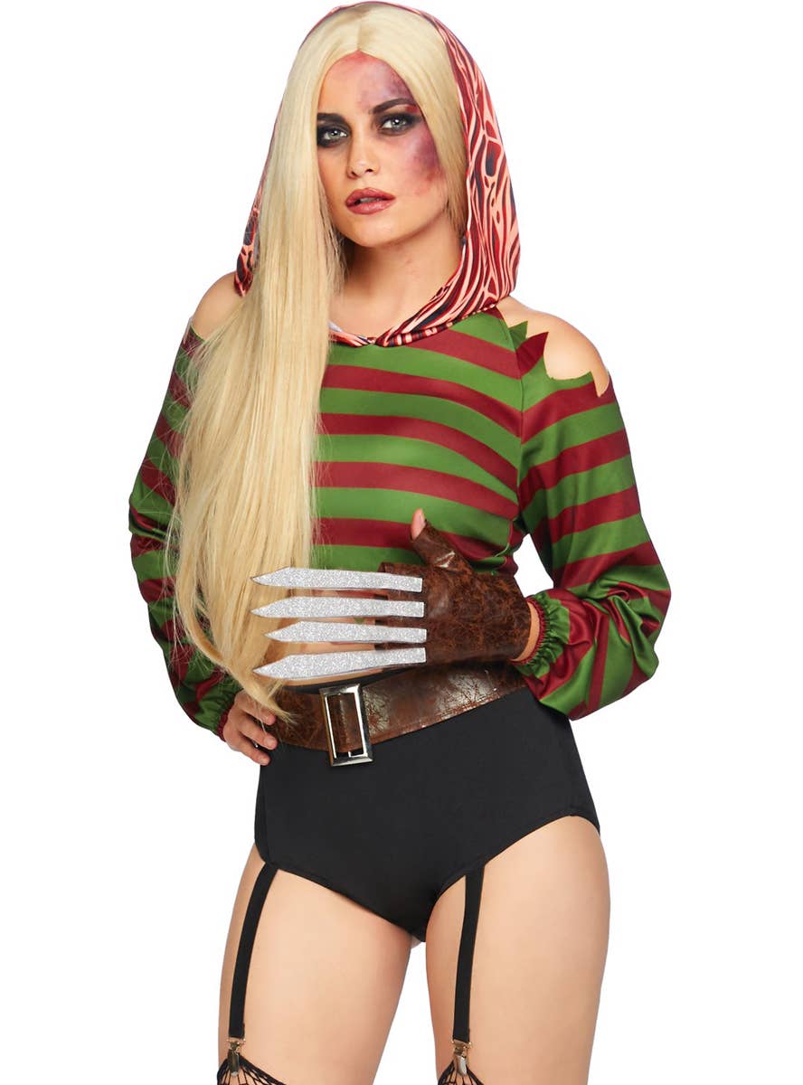 Women's Sexy Dream Killer Freddy Kruger Halloween Fancy Dress Costume - Image 3