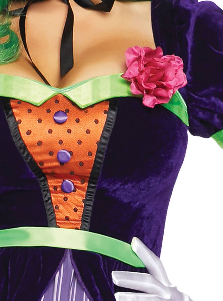 Women's Retro Joker Fancy Dress Costume Close Front Image 2