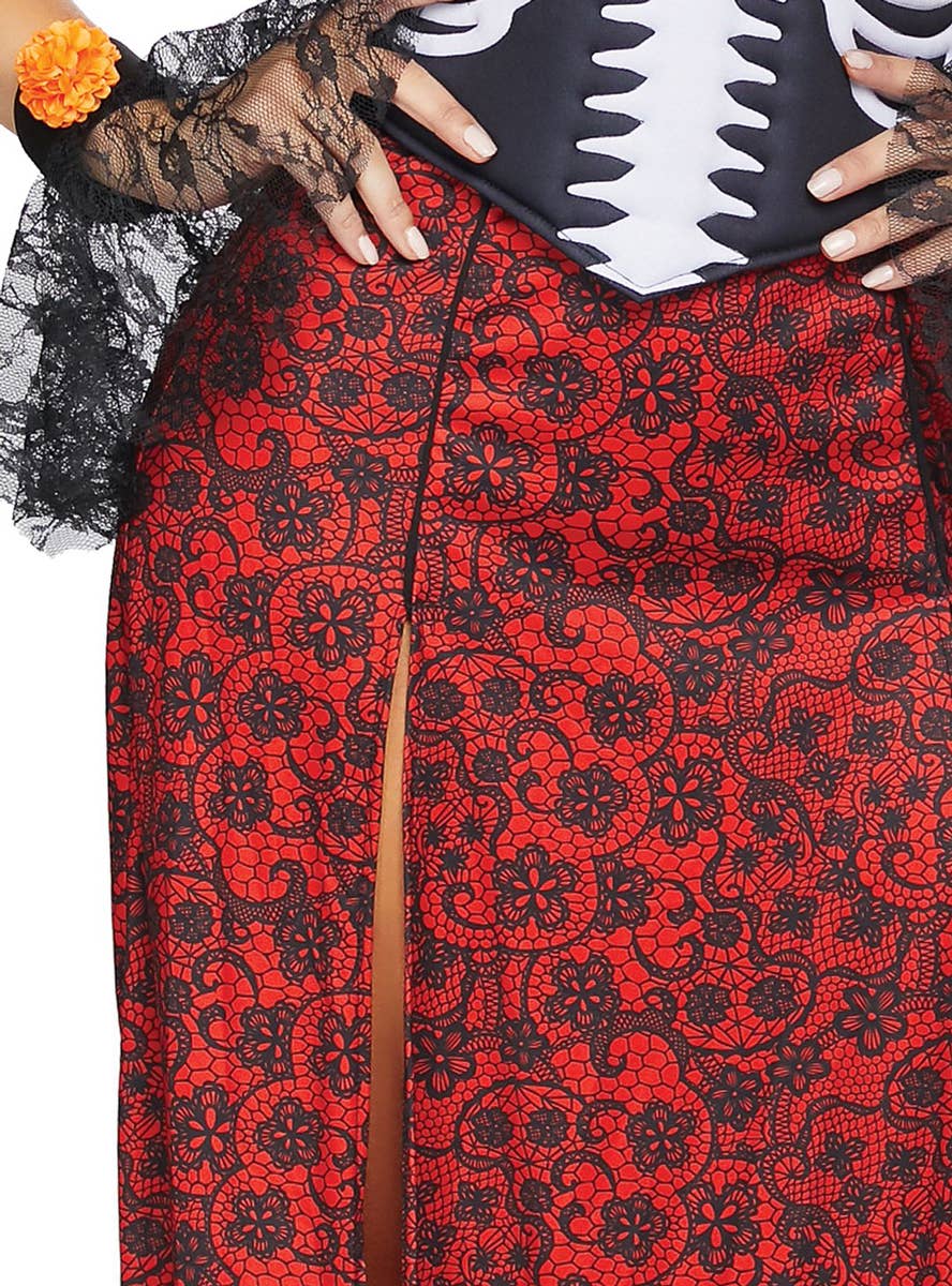 Women's Sexy Red and Black Day of the Dead Halloween Costume - Image 4