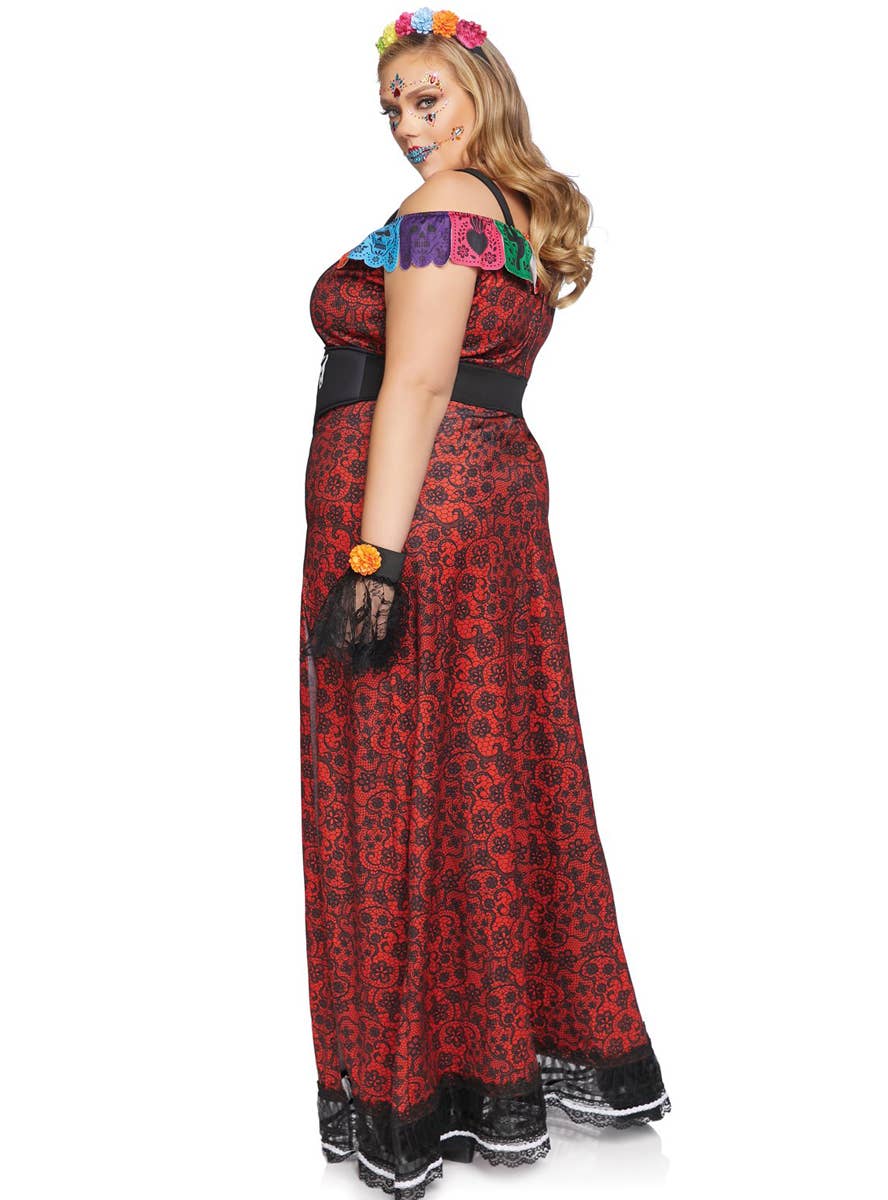 Sugar Skull Day of the Dead Womens Plus Size Costume - Back Image