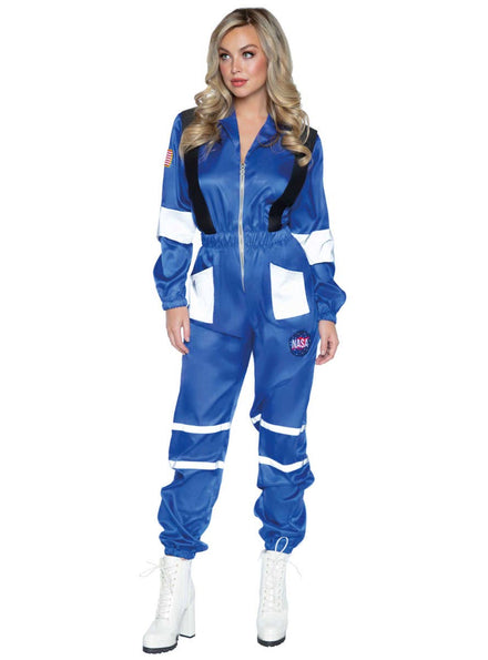 Blue NASA Space Astronaut Costume for Women - Front Image