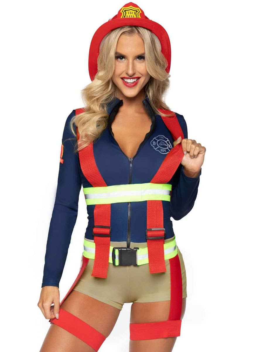 Women's Sexy Fire Fighter Costume - Close Front Image