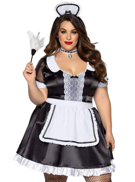 Plus Size Sexy French Maid Women's Costume - Front Image