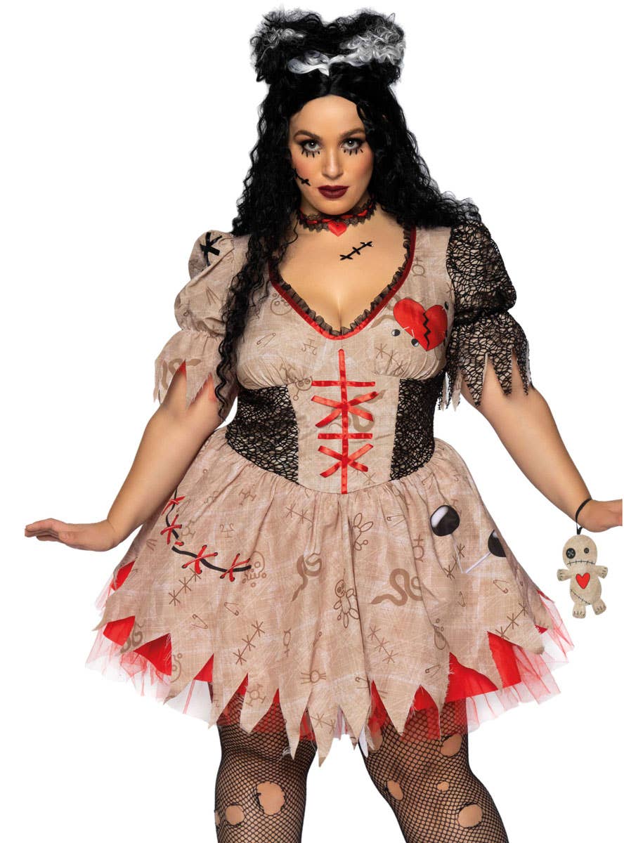 Plus Size Voodoo Doll Women's Costume - Front Image
