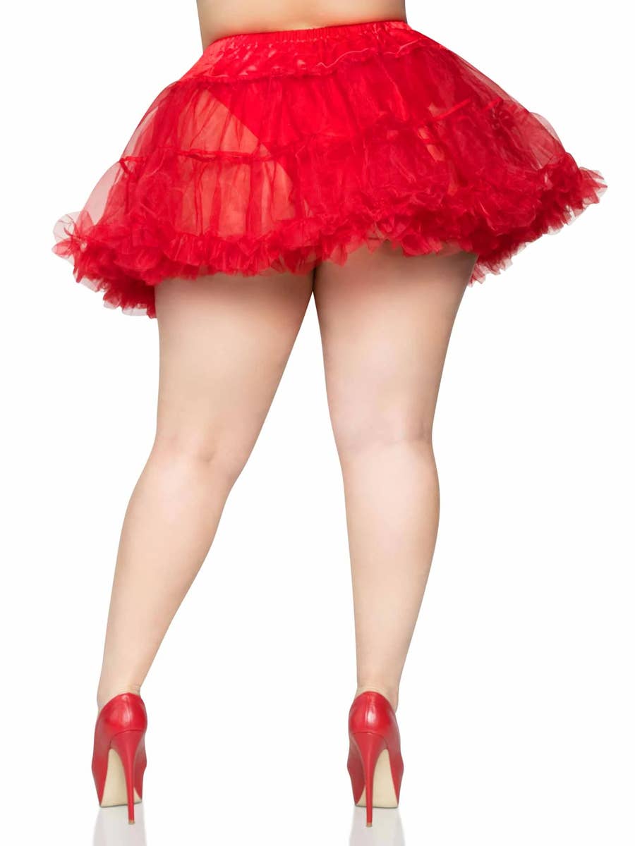 Plus Size Ruffled Thigh Length Red Costume Petticoat - Back Image