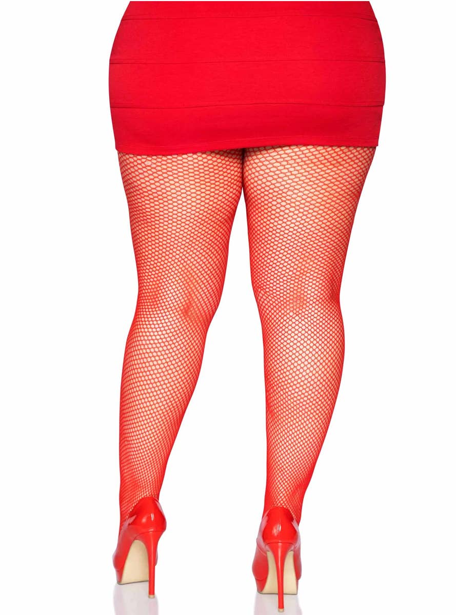 Women's Plus Size Red Leg Avenue Fishnet Stockings Main Image - Back Image