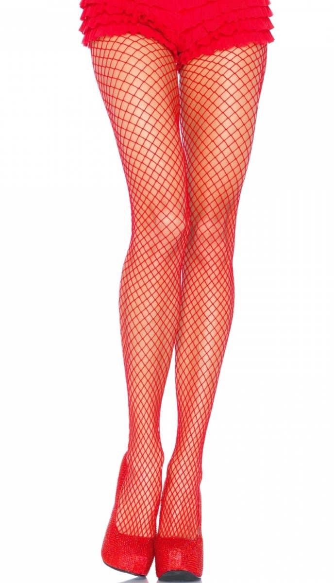 Red Fishnet Women's Plus Size Sexy Full Length Stockings