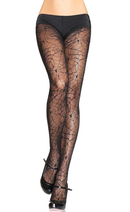 Spiderweb Full Length Black Halloween Costume Stockings