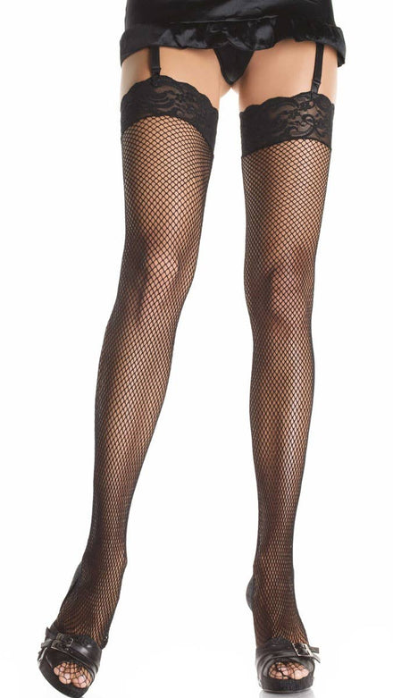 Women's Sexy Black Fishnet Thigh High Costume Stockings