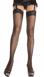 Women's Sexy Black Fishnet Lace Top  Thigh Highs