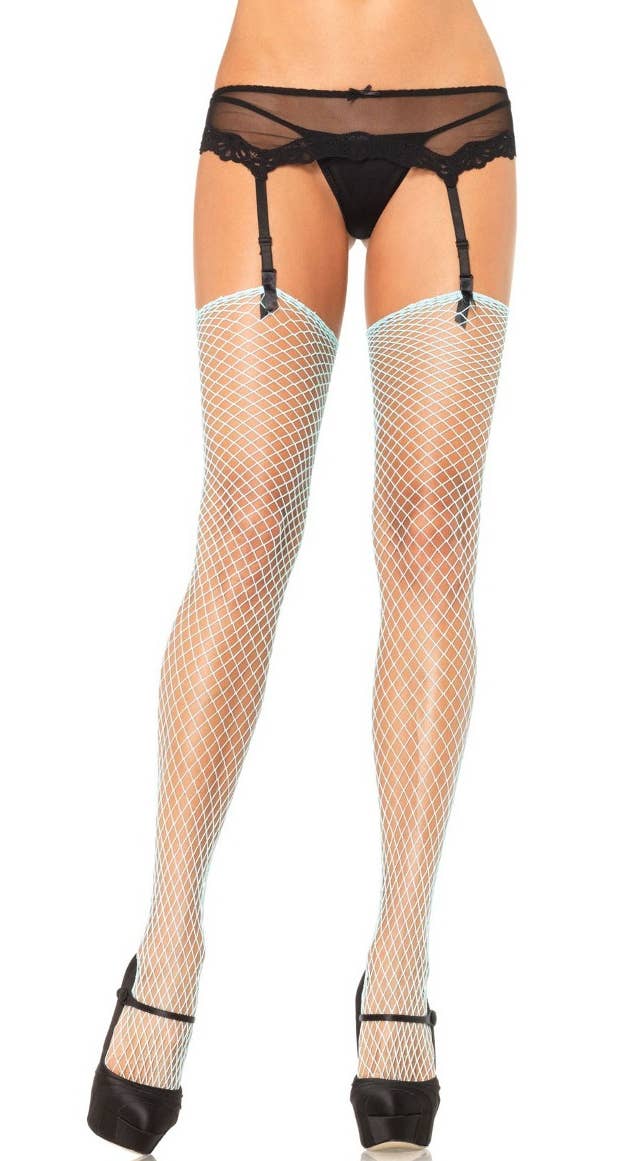Aqua Thigh High Women's Industrial Net Fishnet Stockings 