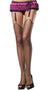 Women's Diamond Net Black Thigh High Stockings with Unfinished Tops