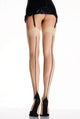 Beige Thigh High Costume Stockings With Black Cuban Heel