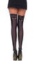 Black Thigh High Stockings with Lace Top and Lace Up Backseam