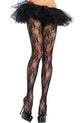 Plus Size Leg Avenue Ladies Floral Lace Black Full Length Stockings