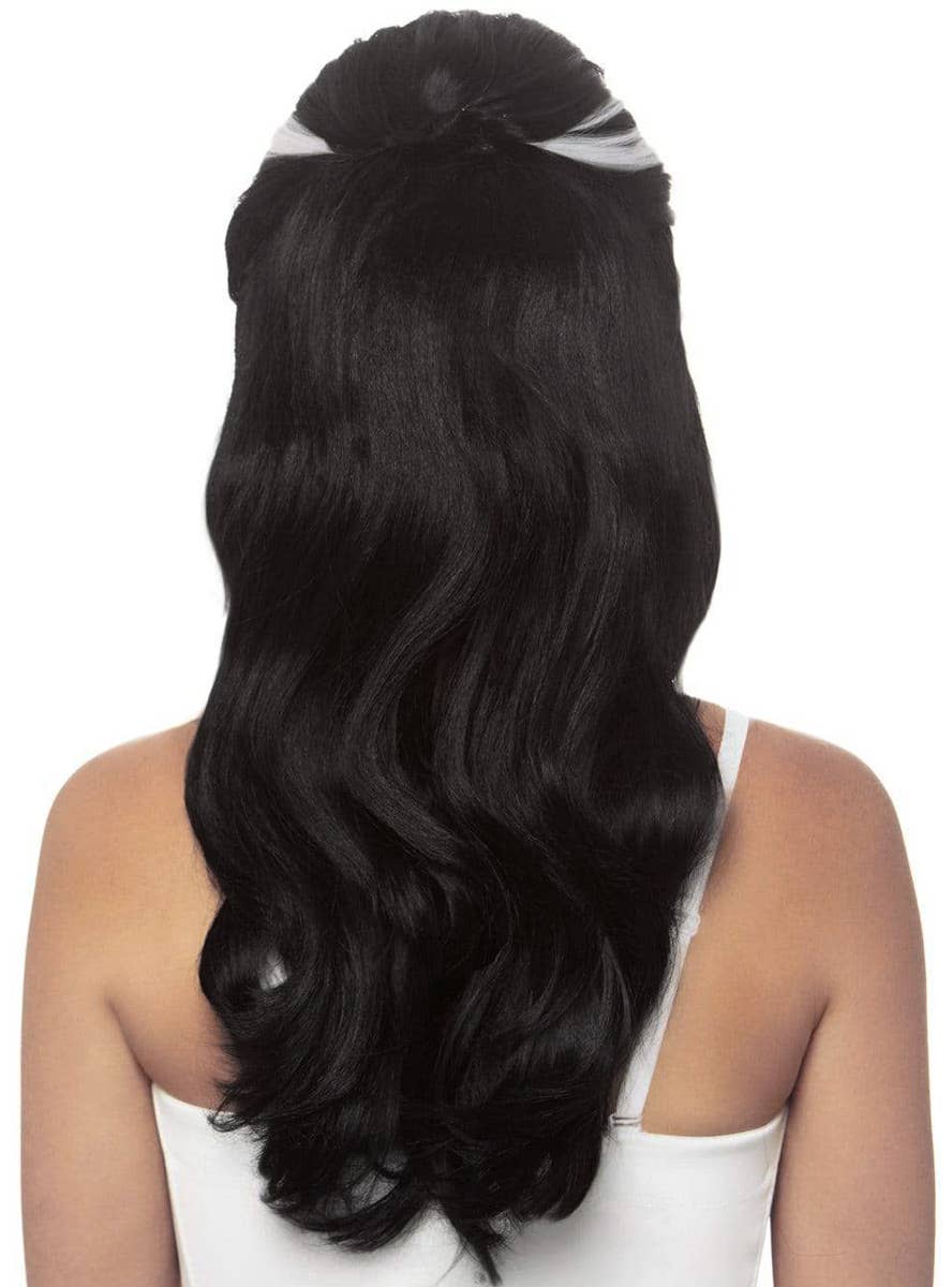 Women's Black and White Streaked Vampire Wig Back Image