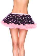 Women's Light Pink and Black Ruffled Polka Dot Mini Petticoat Tutu Main Image