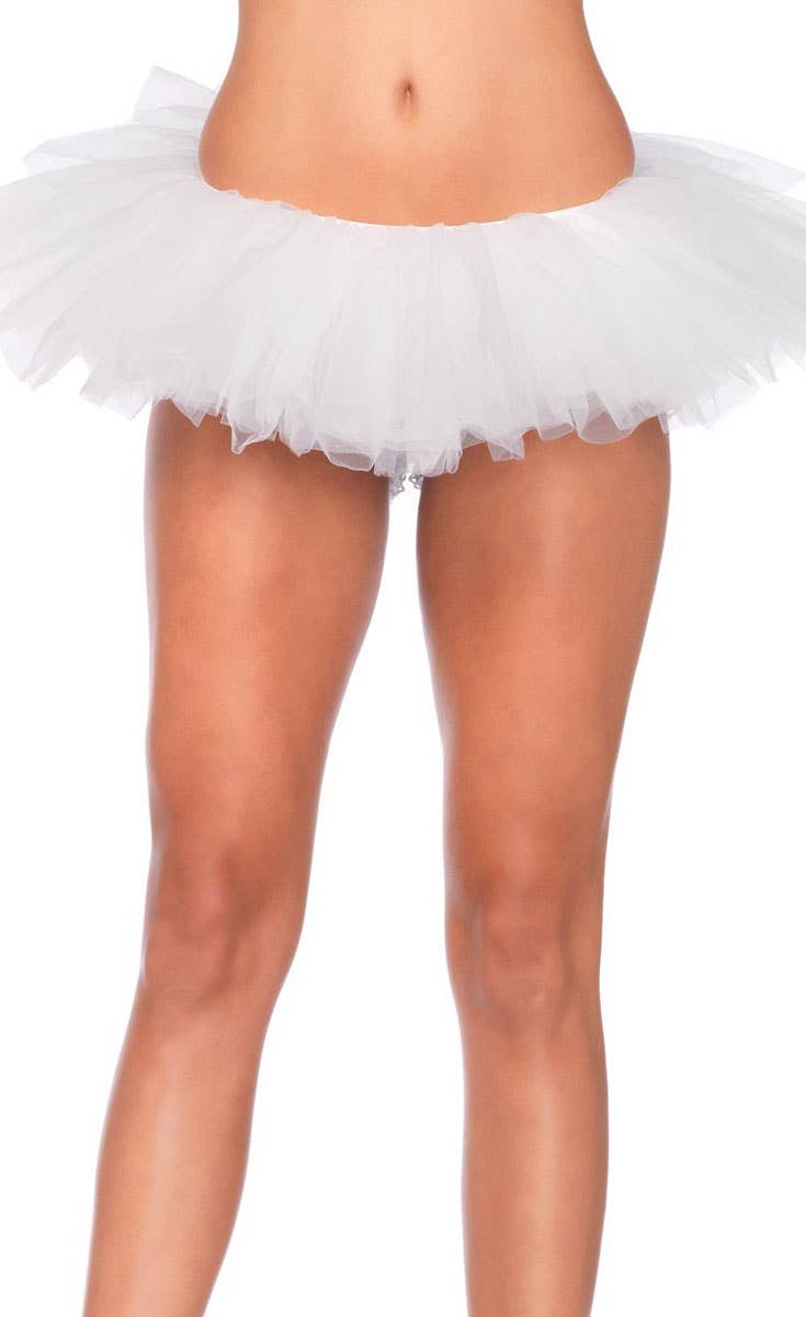 White Ruffled Organza Women's Petticoat Tutu Close Up Image