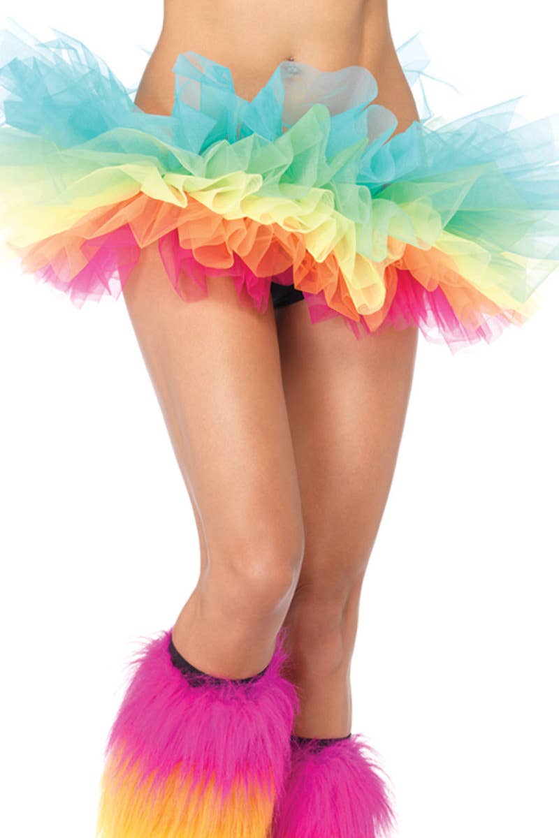 Rainbow Organza Petticoat Costume Accessory Close Up Image