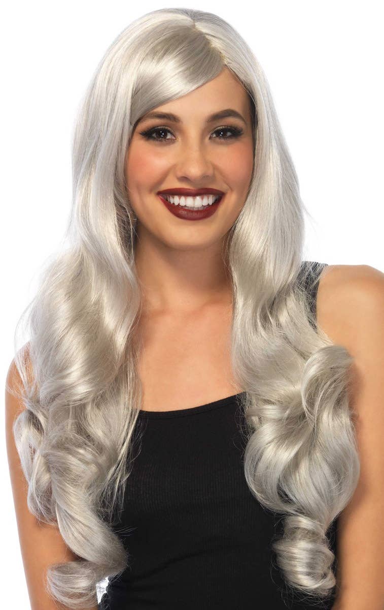 Women's Long Wavy Silver Grey Costume Accessory Wig Main Image