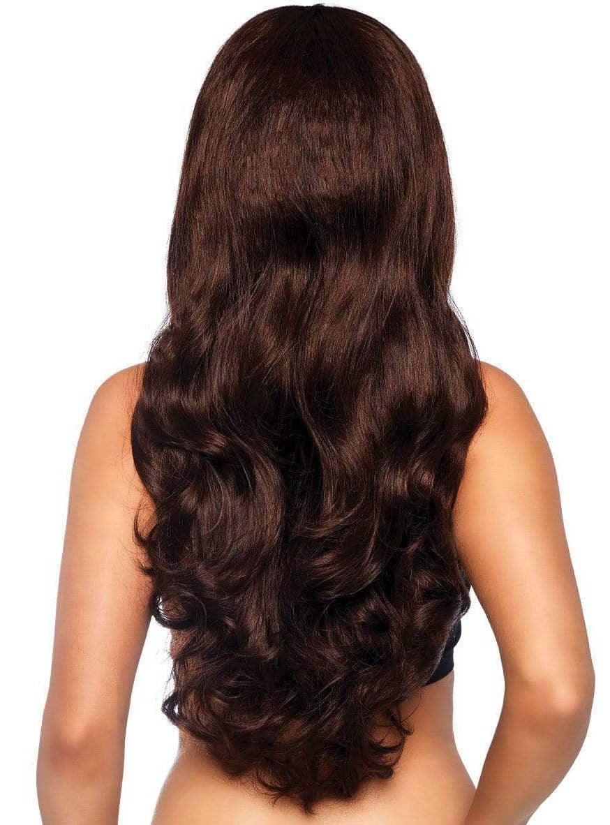 Women's Long Brown Wavy Halloween Costume Wig Alt Back Image