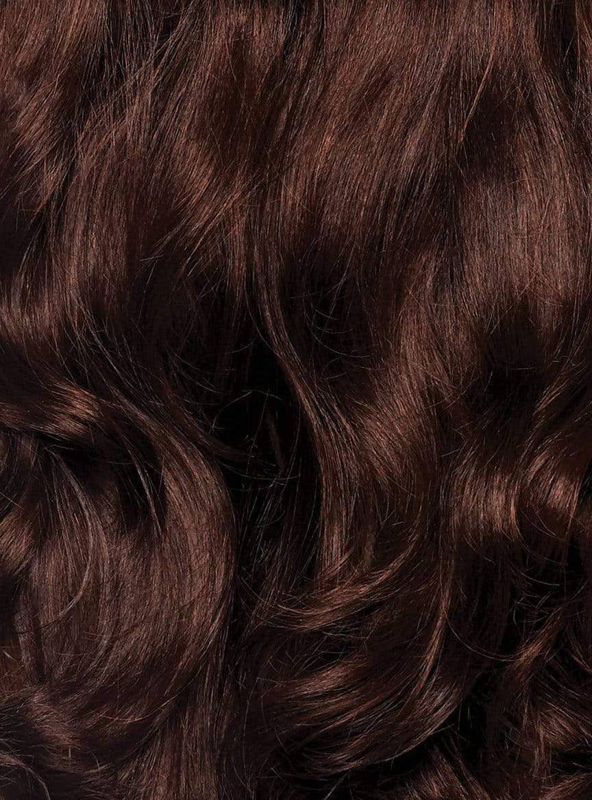 Women's Long Brown Wavy Halloween Costume Wig Close Up Back Image