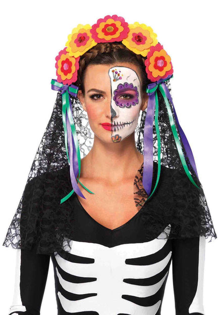 Sugar Skull Women's Day of The Dead Headpiece