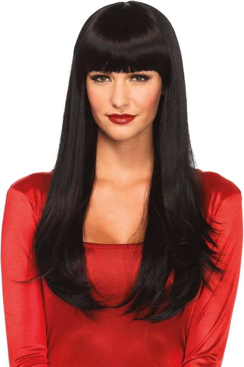 Image of Bangin Black Long Straight Womens Costume Wig