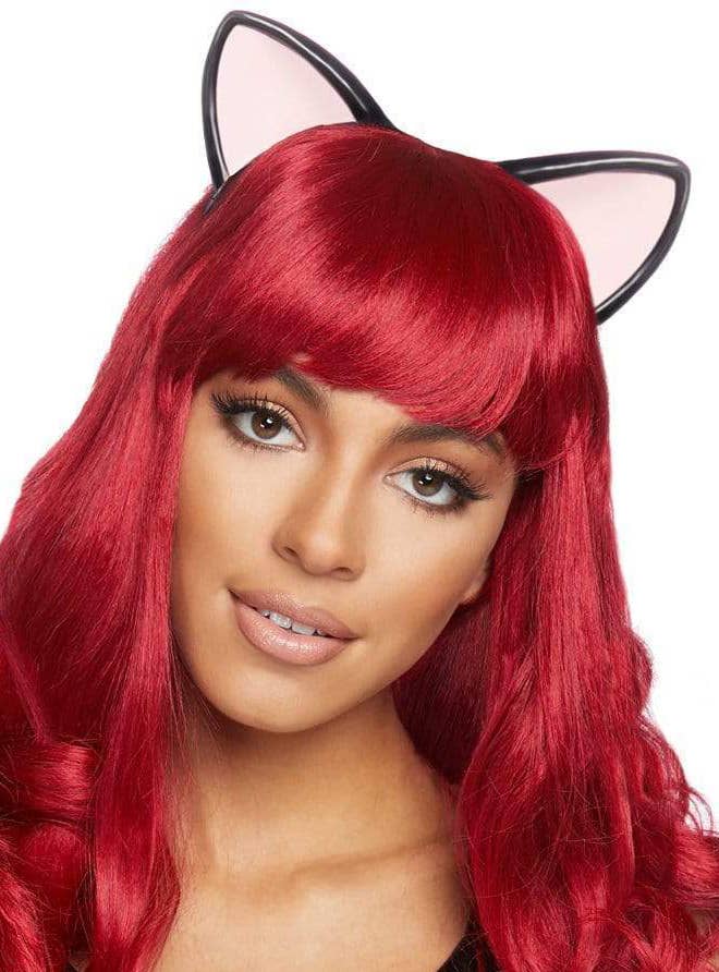 Black Latex Kitty Cat Fancy Dress Costume Ears Alternate Image