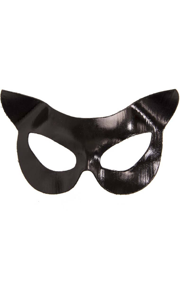 Women's Black Vinyl Cat Masquerade Mask Alternate Image