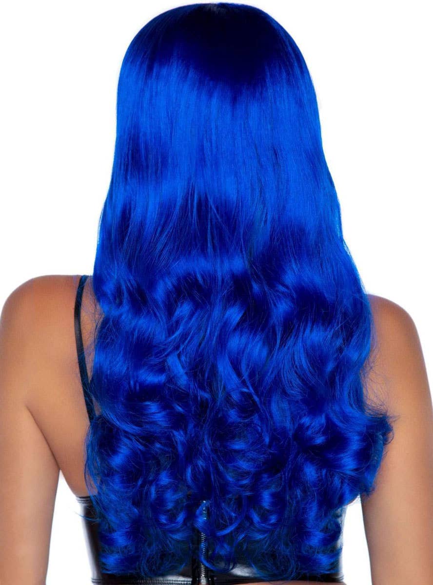 Long Curly Royal Blue Costume Wig for Women - Back Image
