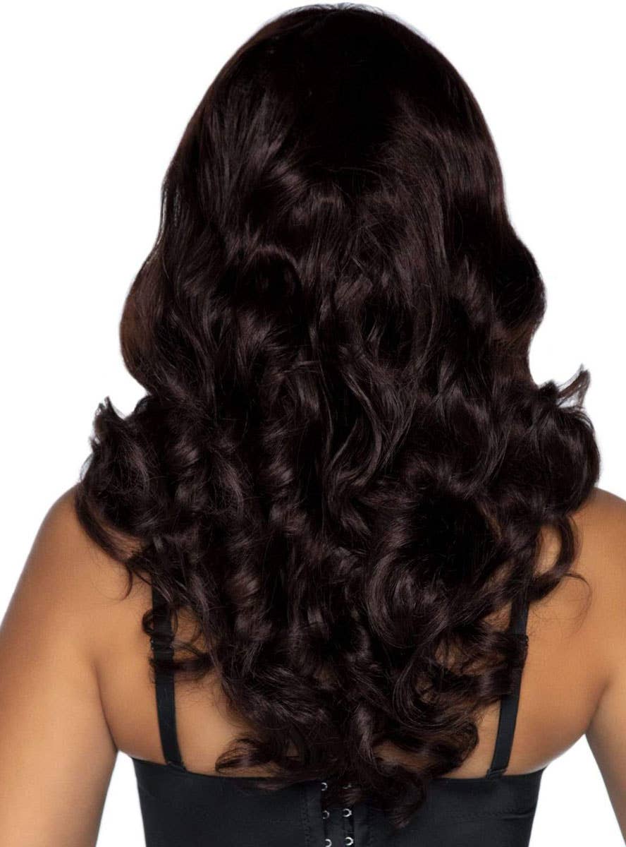 Long Curly Dark Brown Costume Wig for Women - Back Image