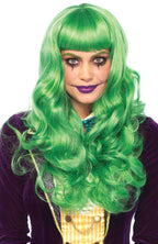 The Joker Long Green Curly Women's Costume Wig Front Image