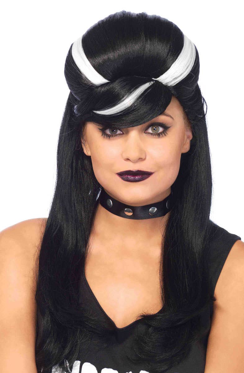 Women's Black and White Streaked Vampire Wig