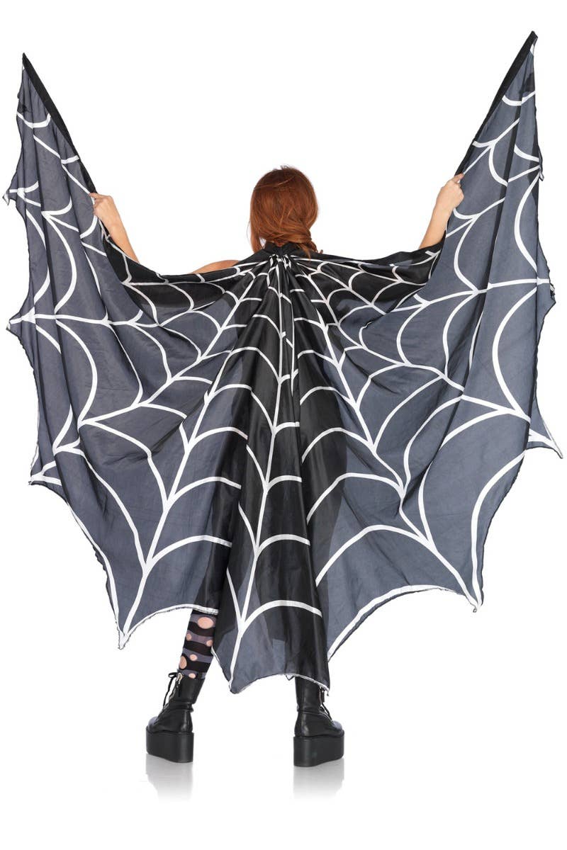 Spiderweb Print Black Halloween Festival Wings - Back Image