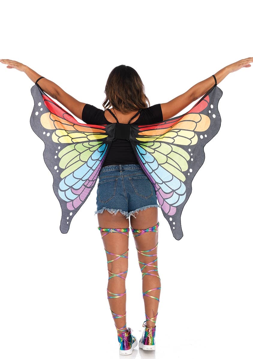 Women's Rainbow Butterfly Fabric Wings Costume Accessory 2