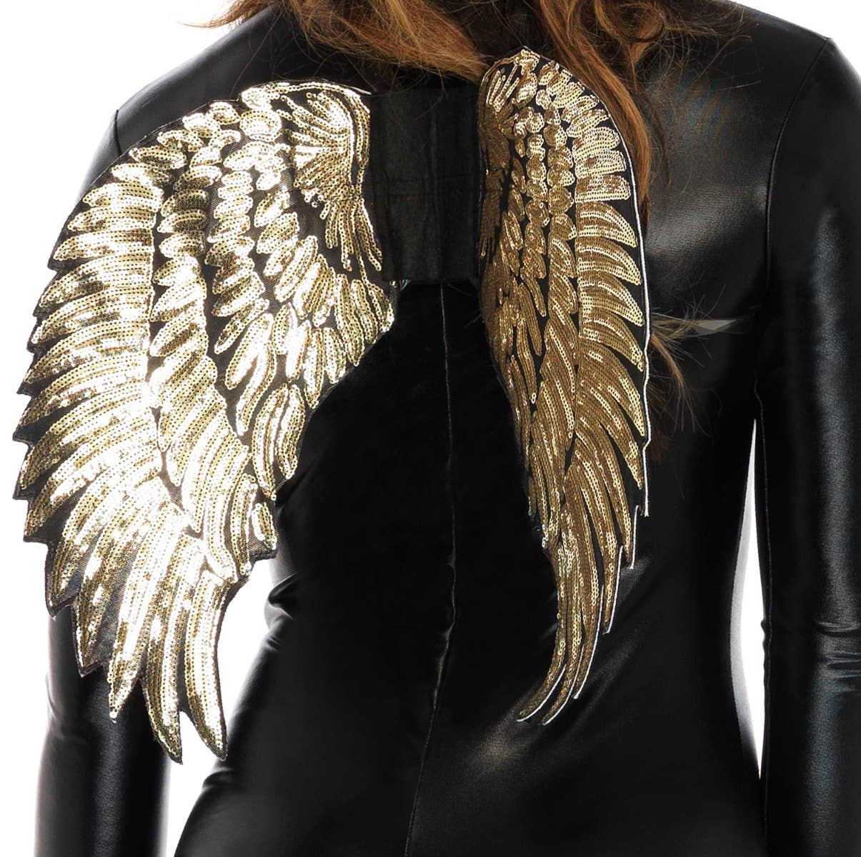 Women's Black and Gold Angel Wings Costume Accessory - Close Image