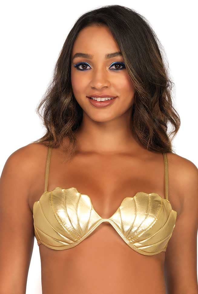 Women's Gold Shell Bra Mermaid Costume Accessory