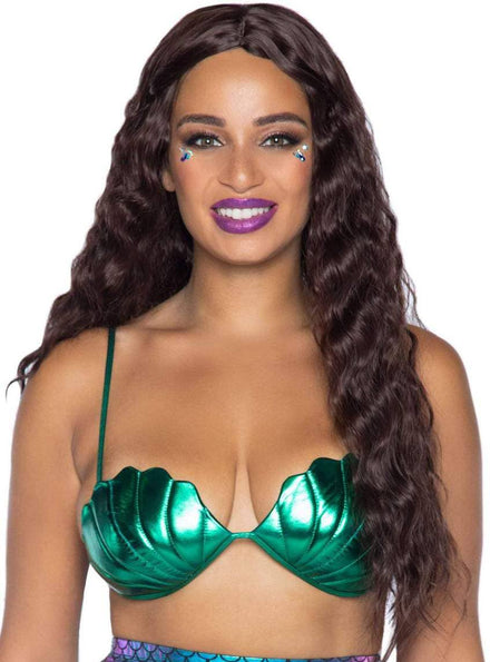 Sexy Metallic Green Mermaid Bra for Women - Front Image