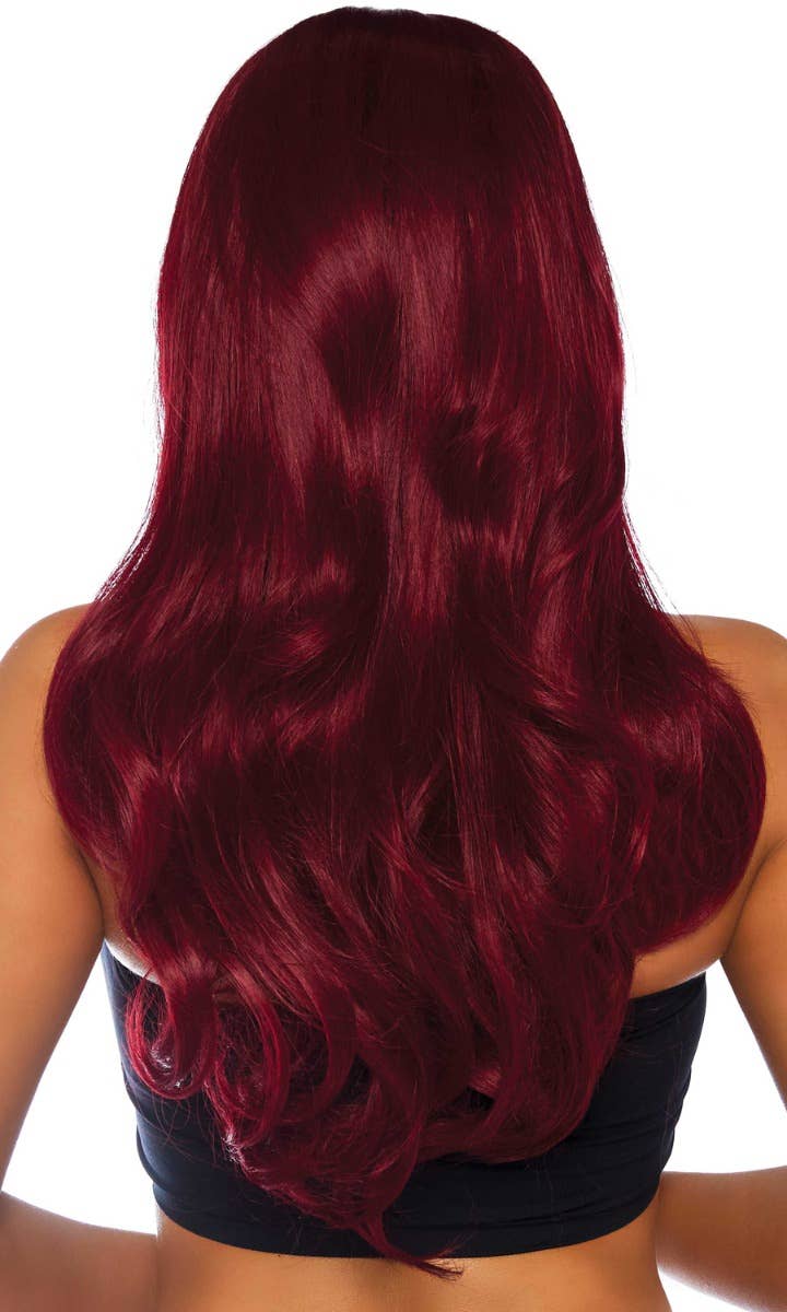 Women's Dark Red Long Wavy Costume Accessory Wig Back Image