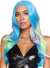 Mermaid Mystic Hue Long Wavy Rainbow Woman's Costume Wig Front Image