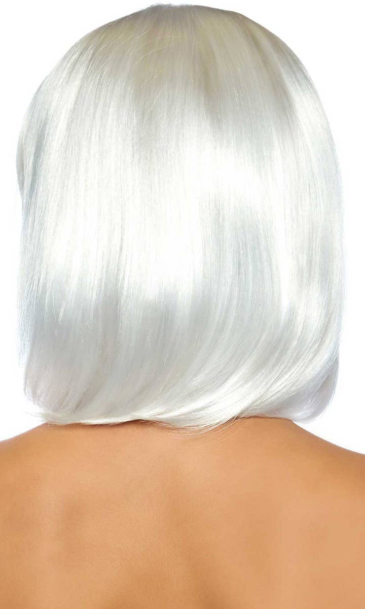 Deluxe Pearl White Natural Bob Womens Costume Wig - Back Image