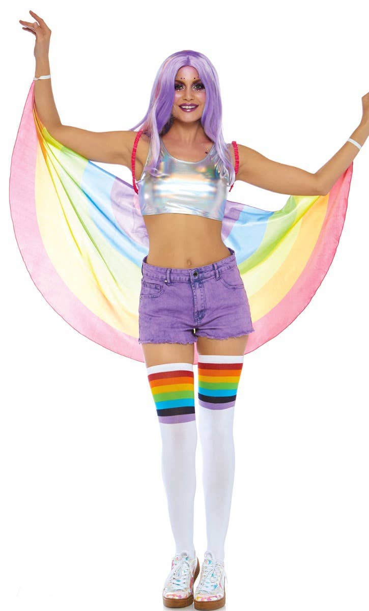 Mardi Gras Rainbow Cape Wings Accessory - Second Image