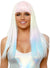 Women's Long Straight Pastel Ombre UV Reactive Costume Wig with Fringe and Tinsel Highlights View 1